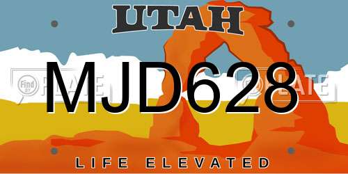 MJD628 Utah License Plate