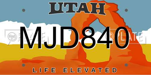 MJD840 Utah License Plate