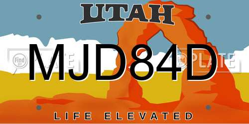 MJD84D Utah License Plate