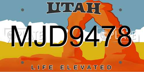MJD9478 Utah License Plate
