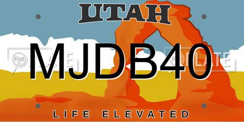 MJDB40 Utah License Plate