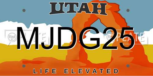 MJDG25 Utah License Plate