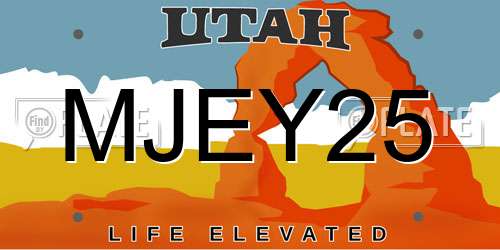 MJEY25 Utah License Plate