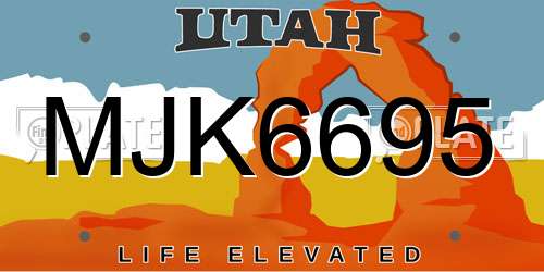 MJK6695 Utah License Plate