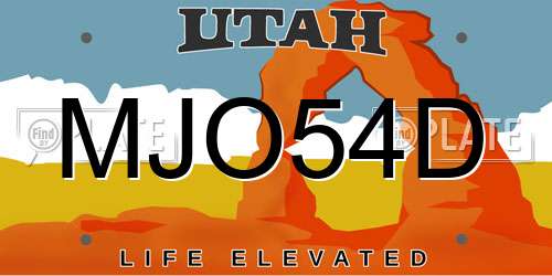 MJO54D Utah License Plate