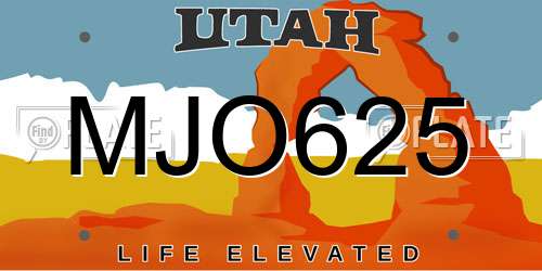 MJO625 Utah License Plate