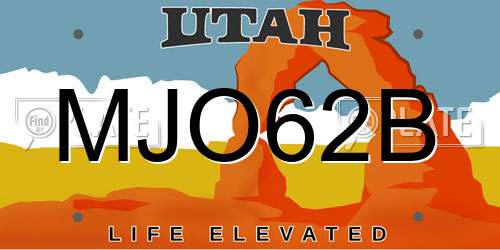 MJO62B Utah License Plate