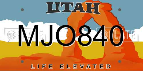 MJO840 Utah License Plate