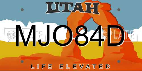 MJO84D Utah License Plate