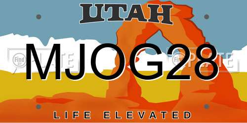 MJOG28 Utah License Plate