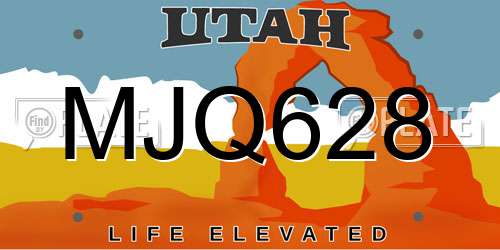 MJQ628 Utah License Plate