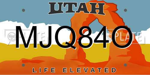 MJQ84O Utah License Plate