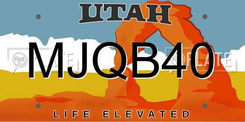MJQB40 Utah License Plate