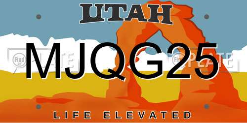 MJQG25 Utah License Plate