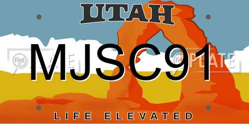 MJSC91 Utah License Plate