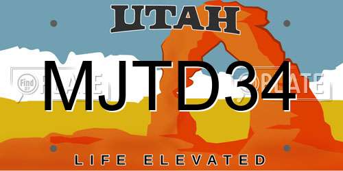 MJTD34 Utah License Plate
