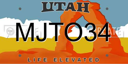 MJTO34 Utah License Plate