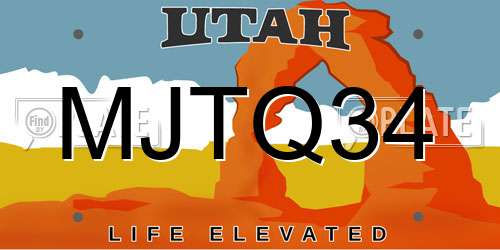 MJTQ34 Utah License Plate
