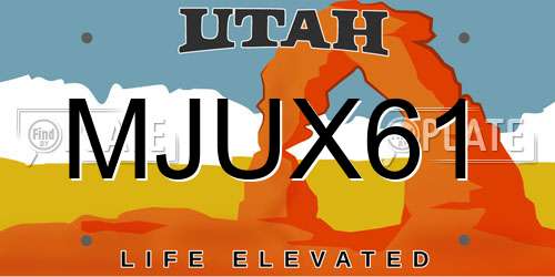 MJUX61 Utah License Plate
