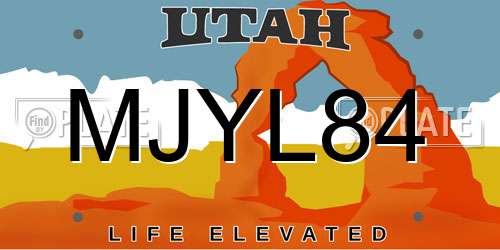 MJYL84 Utah License Plate