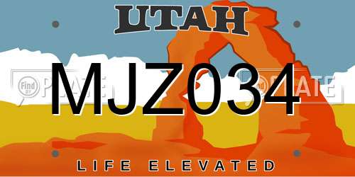 MJZ034 Utah License Plate