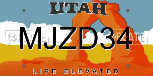 MJZD34 Utah License Plate