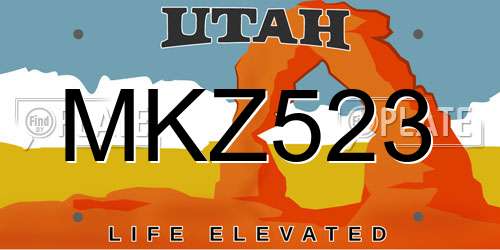 MKZ523 Utah License Plate