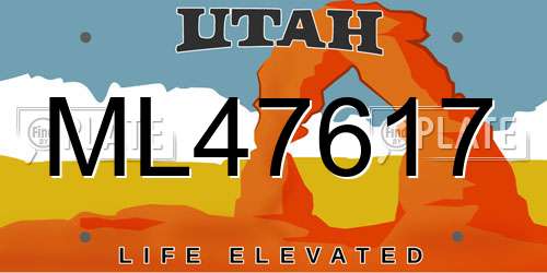ML47617 Utah License Plate