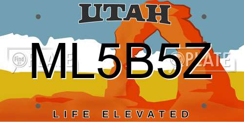 ML5B5Z Utah License Plate