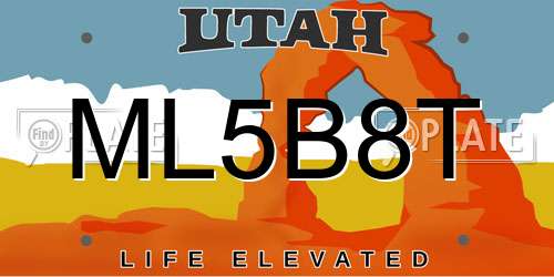 ML5B8T Utah License Plate
