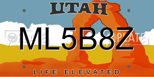 ML5B8Z Utah License Plate