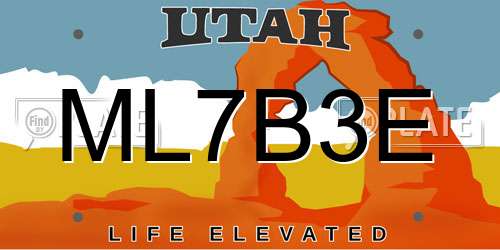 ML7B3E Utah License Plate