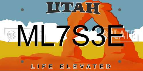 ML7S3E Utah License Plate