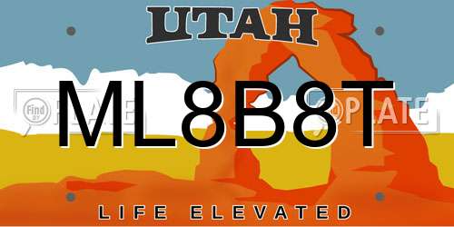 ML8B8T Utah License Plate