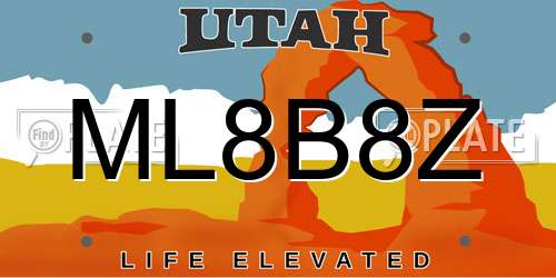 ML8B8Z Utah License Plate