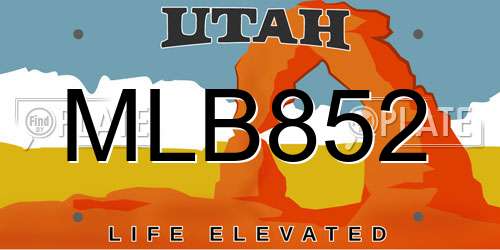 MLB852 Utah License Plate