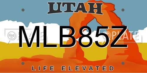 MLB85Z Utah License Plate