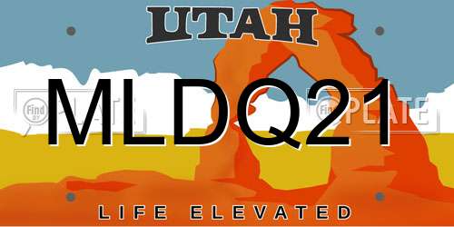 MLDQ21 Utah License Plate