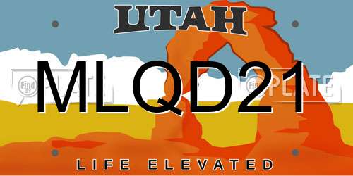 MLQD21 Utah License Plate