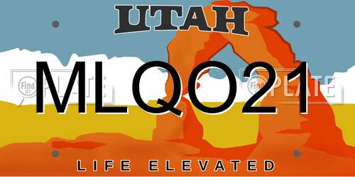 MLQO21 Utah License Plate