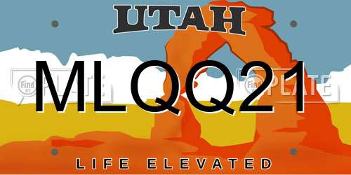 MLQQ21 Utah License Plate