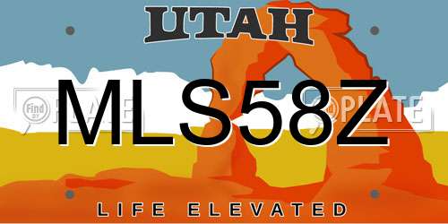 MLS58Z Utah License Plate