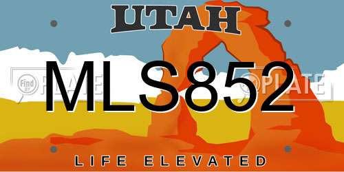 MLS852 Utah License Plate