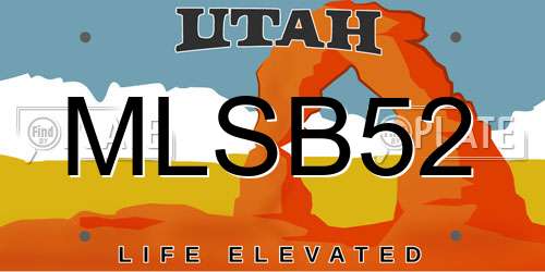 MLSB52 Utah License Plate