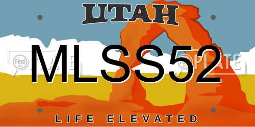 MLSS52 Utah License Plate
