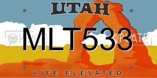 MLT533 Utah License Plate