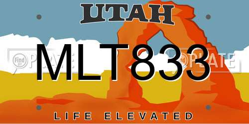 MLT833 Utah License Plate