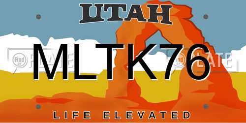 MLTK76 Utah License Plate