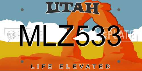 MLZ533 Utah License Plate