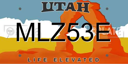 MLZ53E Utah License Plate